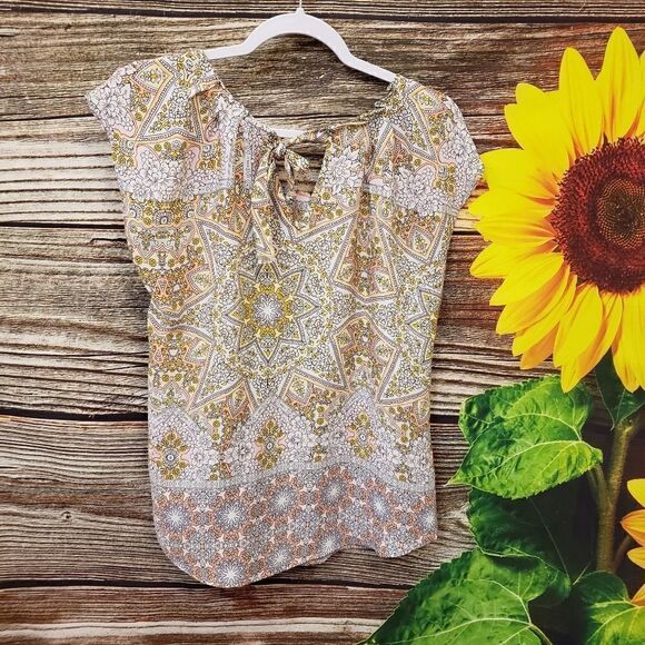 "Lauren Conrad " Woman's multicolored sleeveless top Size: medium pre-owned - Picture 2 of 7